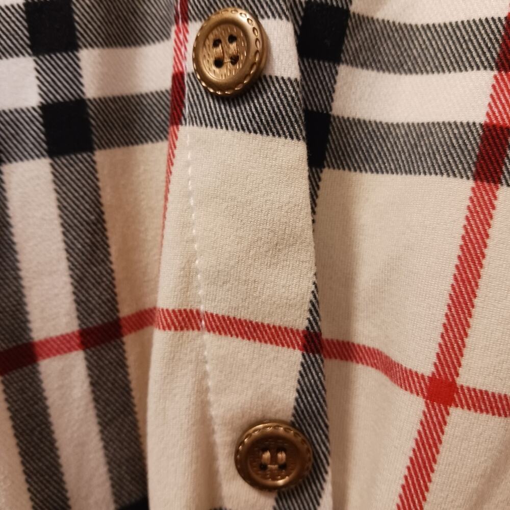 Diphi LiLi Plaid Dress Sz XL Tan Black V-Neck Button Down Fit & Flare Preppy VNT - Picture 13 of 13